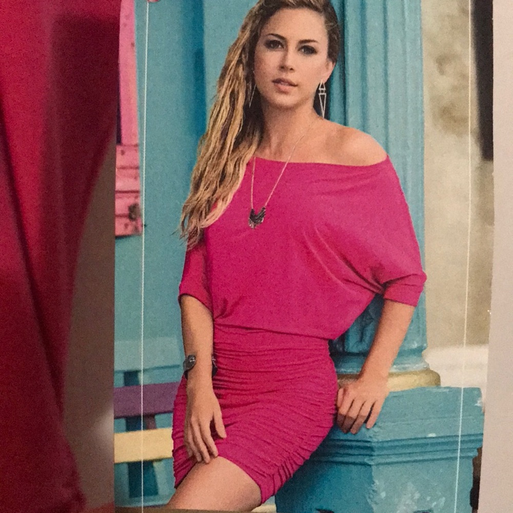 Off the shoulder nwt hot pink mini dress
